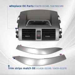 Yongtoparts vent installed in a Toyota Corolla dash showing plug-and-play fitment advantage