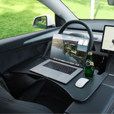 YONZEE front view on car seat showing stable dining surface and neat fit