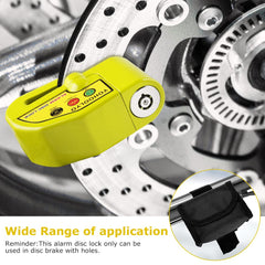 YOHOOLYO disc lock mounted on a motorcycle brake disc showing secure fit in real use