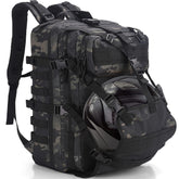 YOUNGOA front view of green camo backpack showing pockets and shape for secure transport