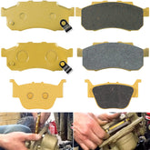Yoursme front and rear brake pads packaging showing all three sets and benefits