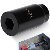 Yoursme front view 19mm socket showing hex opening and 1/2" drive for secure bolt removal
