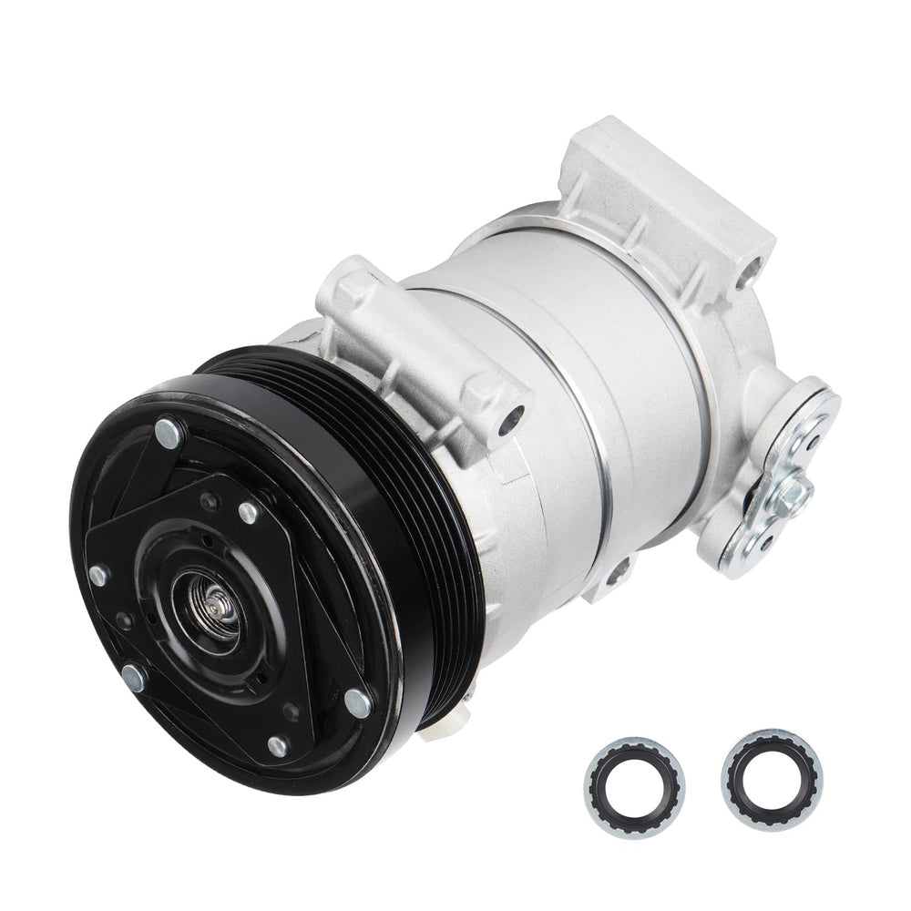 Youxmoto compressor front view showing mounting points and clutch, reliable direct fit