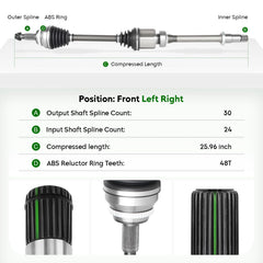 Youxmoto CV axle installed on a vehicle demonstrating correct passenger-side fit