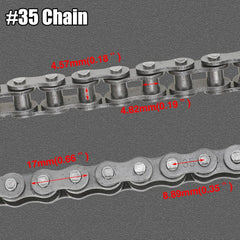 YOXUFA chain installed on a mini bike drive demonstrating fitment