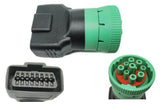 YPP adapter front view showing green 9‑pin plug and OBD2 female port for easy compatibility