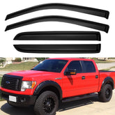 YQAUTEC front-installed visors on Ford F150 showing sleek protection