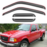 YQAUTEC front in-channel visor on Ford Ranger driver side showing clean fit and protection