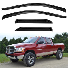 YQAUTEC front visor on Dodge Ram window showing clean fit and improved airflow