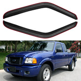 YQAUTEC front visors packaging showing kit and fit for Ford Ranger benefits neat finish