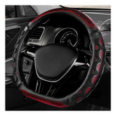 YTFRL front view of red D-shaped steering cover showing fit and finish for grip