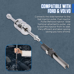 YUANRI tool in use on Ford engine demonstrating safe injector removal