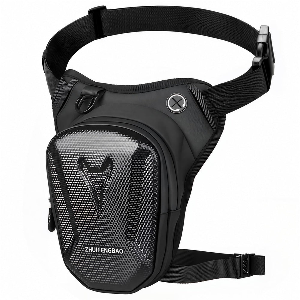 yucenbra front view thigh bag showing compact protective shape and easy access