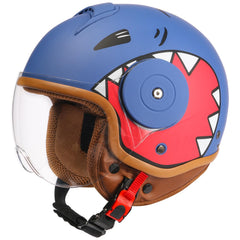 YUDJYQM front view blue helmet showing vintage style and secure fit