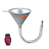 Yuesstloo funnel front overview showing durable steel body and spout for cleaner pours