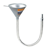 Yuesstloo front view of steel bendable spout funnel showing full length and shape for easy reach