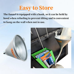 Yuesstloo funnel in use pouring oil into an engine bay to reduce spills and speed refills