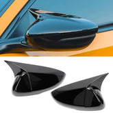 Yumzeco gloss black front view of ox horn mirror cover showing clean lines and fit