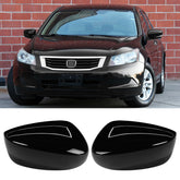 Yumzeco front view of glossy black mirror covers showing factory fit benefit