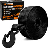 YUNPEAK front view of winch strap showing length and buckle benefiting easy replacement