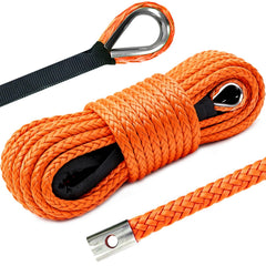 YUNPEAK front view of 1/4" x 50' winch rope showing compact kit and benefits