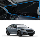 YYCKE front view of sun shade showing full windshield coverage and quick protection