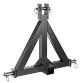 YZONA front view of 3-point hitch receiver showing sturdy frame and quick hookup benefit