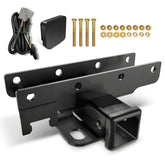YZONA front view hitch assembly showing solid receiver and easy mounting benefit