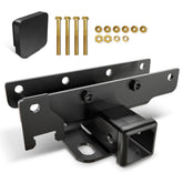 YZONA tow hitch front view on Wrangler showing solid receiver and secure fit