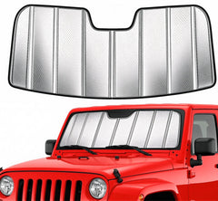 YZZWATW front view installed on Jeep Wrangler showing full windshield coverage and protection