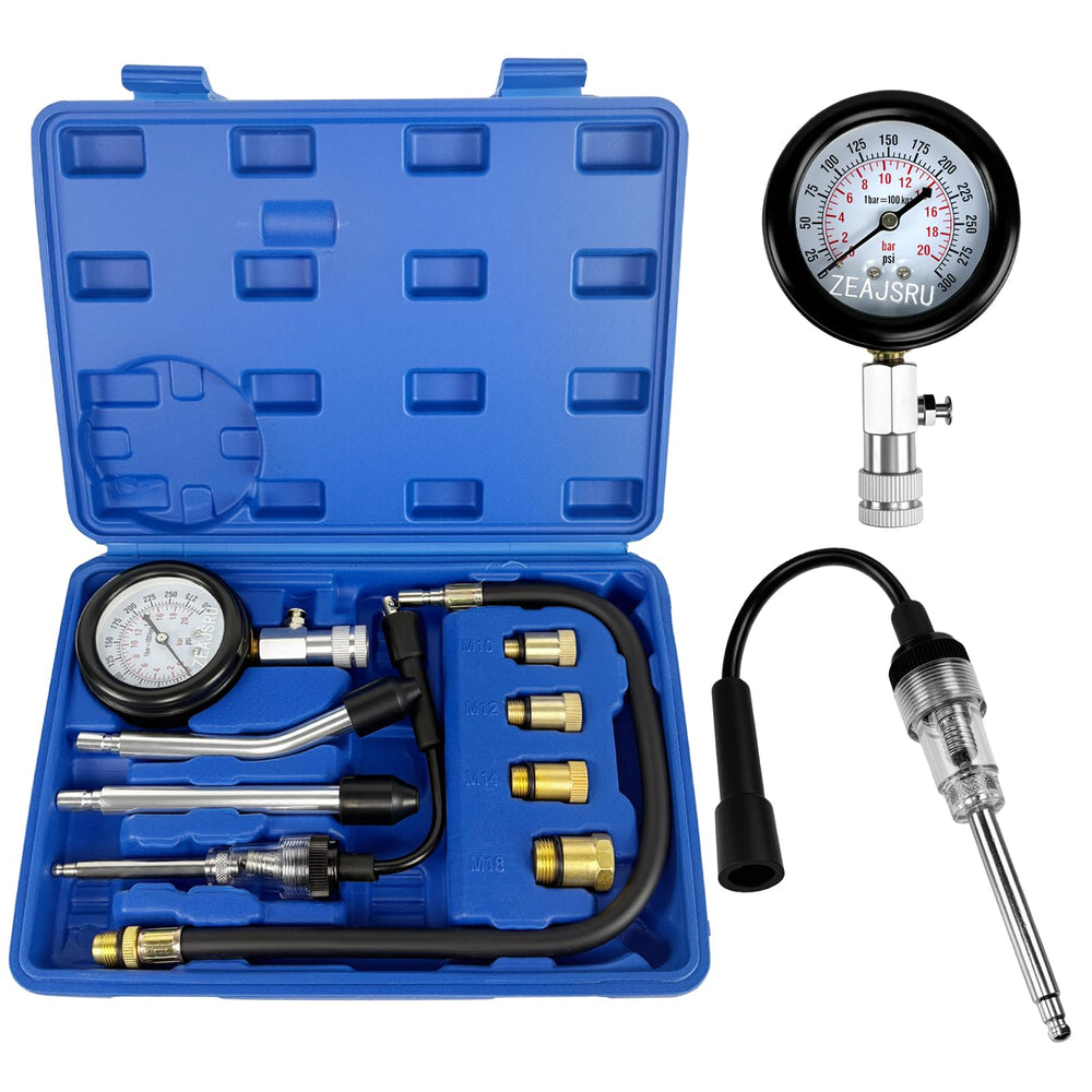 ZEAJSRU kit front view showing gauge and accessories for quick diagnostics