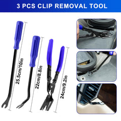 Zecirl clip pliers and fastener tools arranged to show jaws and leverage for safe panel removal benefit