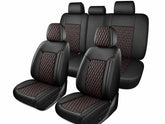 ZenRide front seat cover full view showing fit and sporty red-black design benefit protection