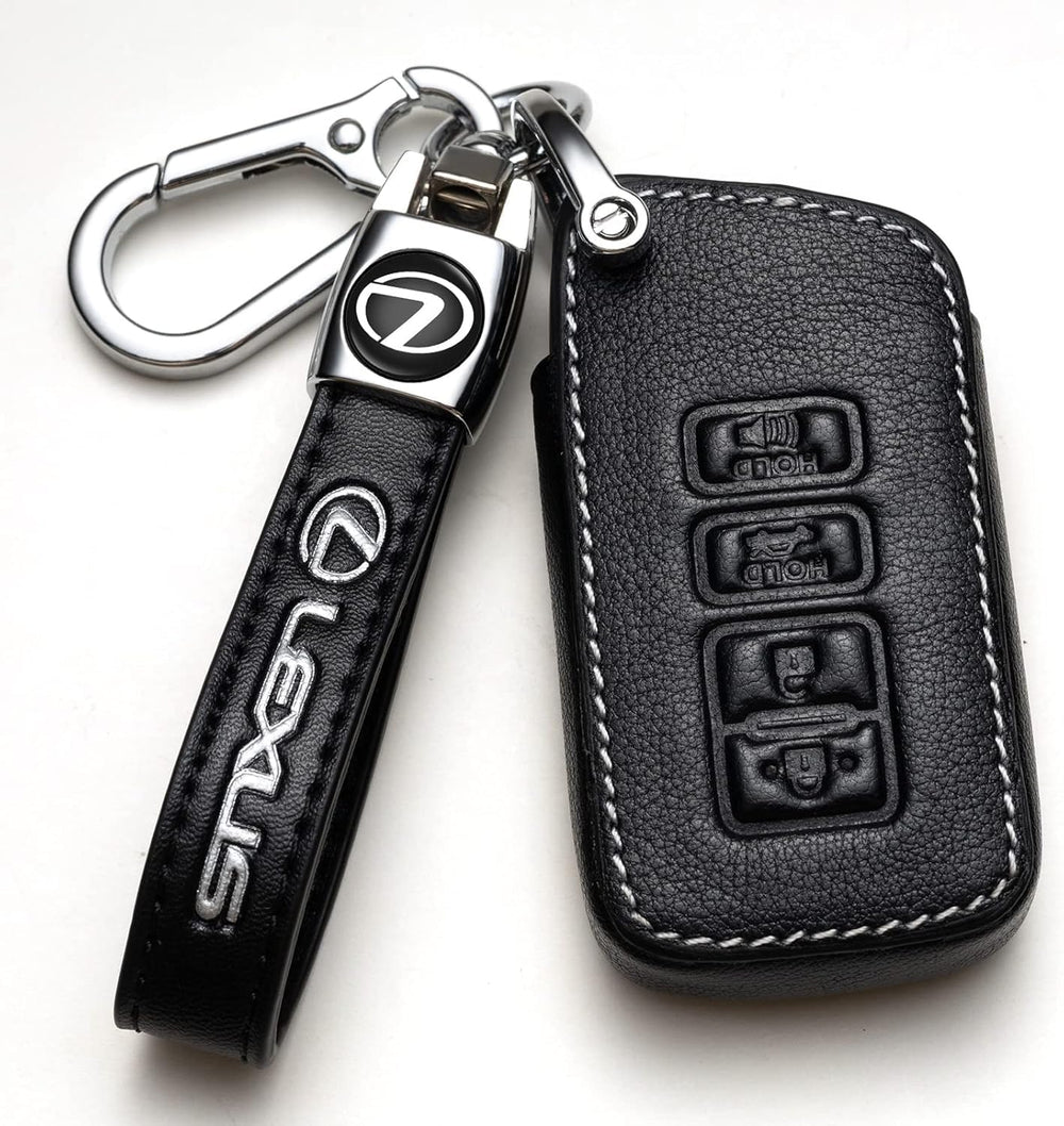 ZERAL front view showing black leather case protecting Lexus key and its benefits