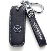 ZERAL front view of black leather key fob case showing protection and style