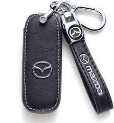 ZERAL front view of black leather key fob case showing protection and style
