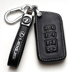 ZERAL front view showing black leather case protecting Lexus key and its benefits