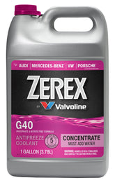 Zerex G40 front label showing product name and violet concentrate benefit