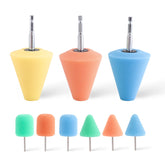 ZFE front view of nine-piece polishing cone kit showing included colors and shanks beneficial for variety
