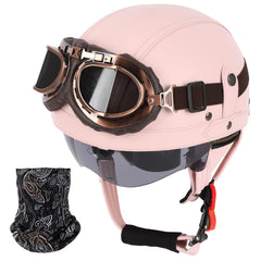 ZGMZLBBD pink helmet front view showing stylish retro look and confident protection
