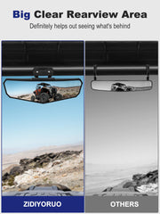 ZIDIYORUO mirror mounted on Polaris RZR showing stable install and trail visibility