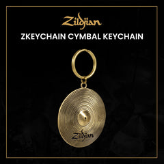 Zildjian close-up texture of brass cymbal with realistic bell detail