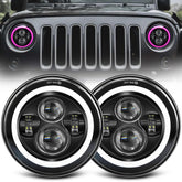ZIMABLUE front view of 7-inch H6024 LED headlight showing shape and finish, improves nighttime visibility