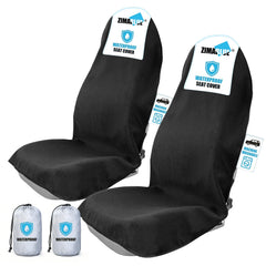 ZIMABLUE front view of black seat cover showing full coverage and protection