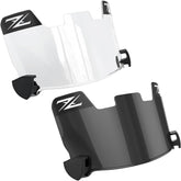 ZIXIOYS front view of clear and black visors showing full set and benefit of versatility