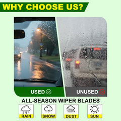 ZIXMMO blades installed on a windshield demonstrating clear visibility benefit