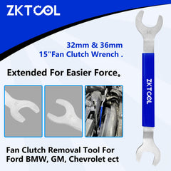 ZKTOOL close-up of 32mm and 36mm wrench ends with precise fit for secure nut engagement