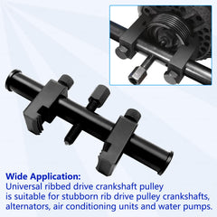 ZKTOOL low-profile arm installed in tight engine bay allowing pulley removal in restricted space