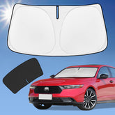 ZOIBV sun shade front view showing full windshield coverage and heat reduction