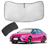 ZOIBV front view of fitted windshield shade showing full coverage benefit